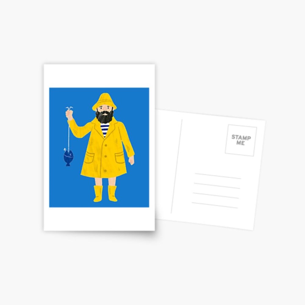 Black Summer Fisherman Post Card